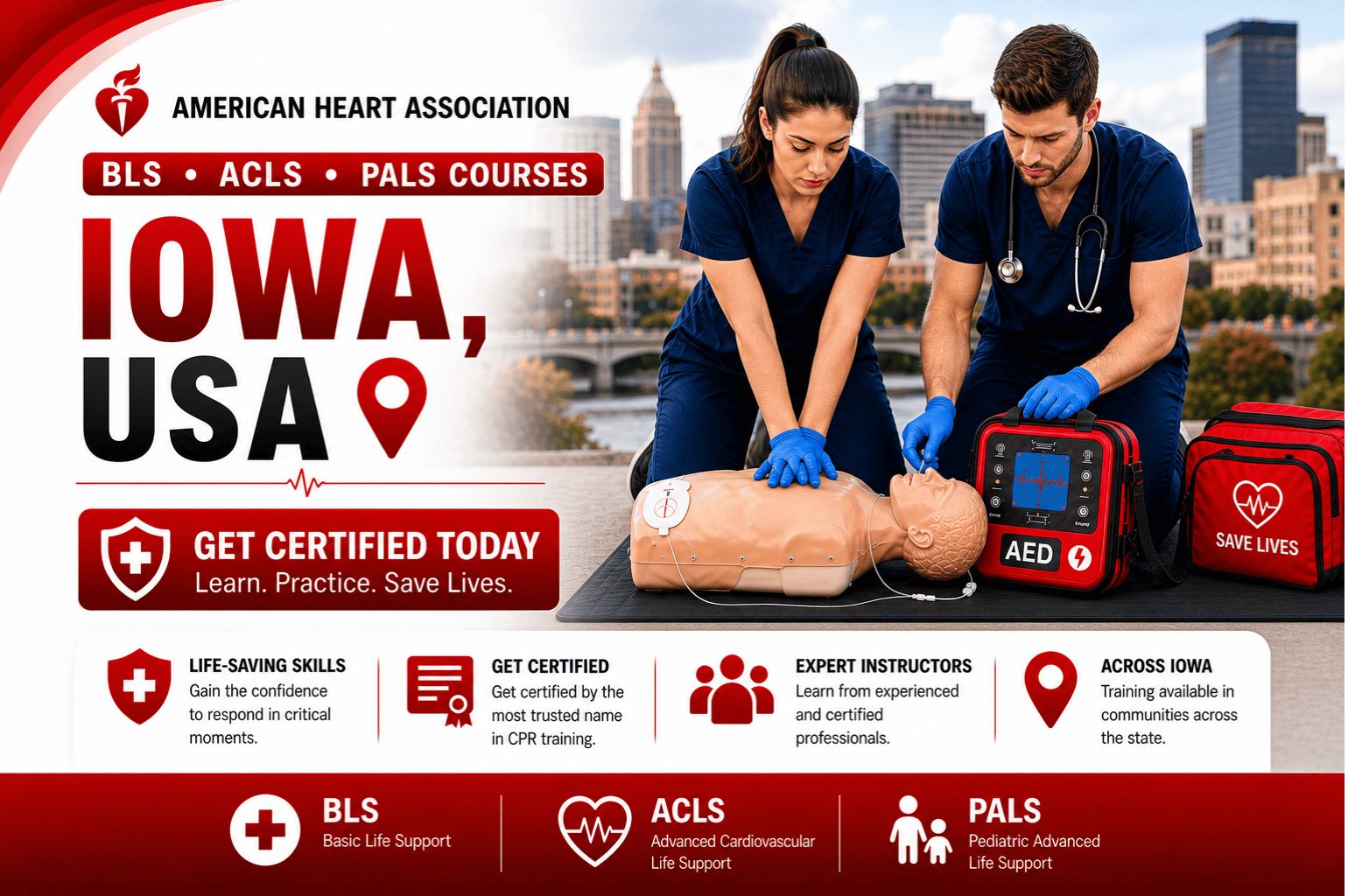 BLS, ACLS & PALS Courses in Iowa