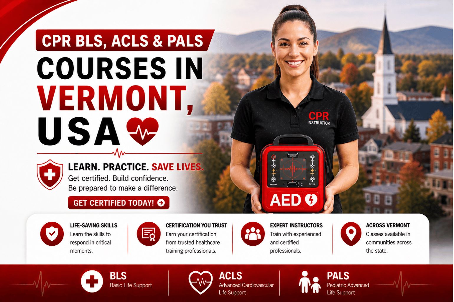 CPR BLS, ACLS & PALS Courses in Vermont
