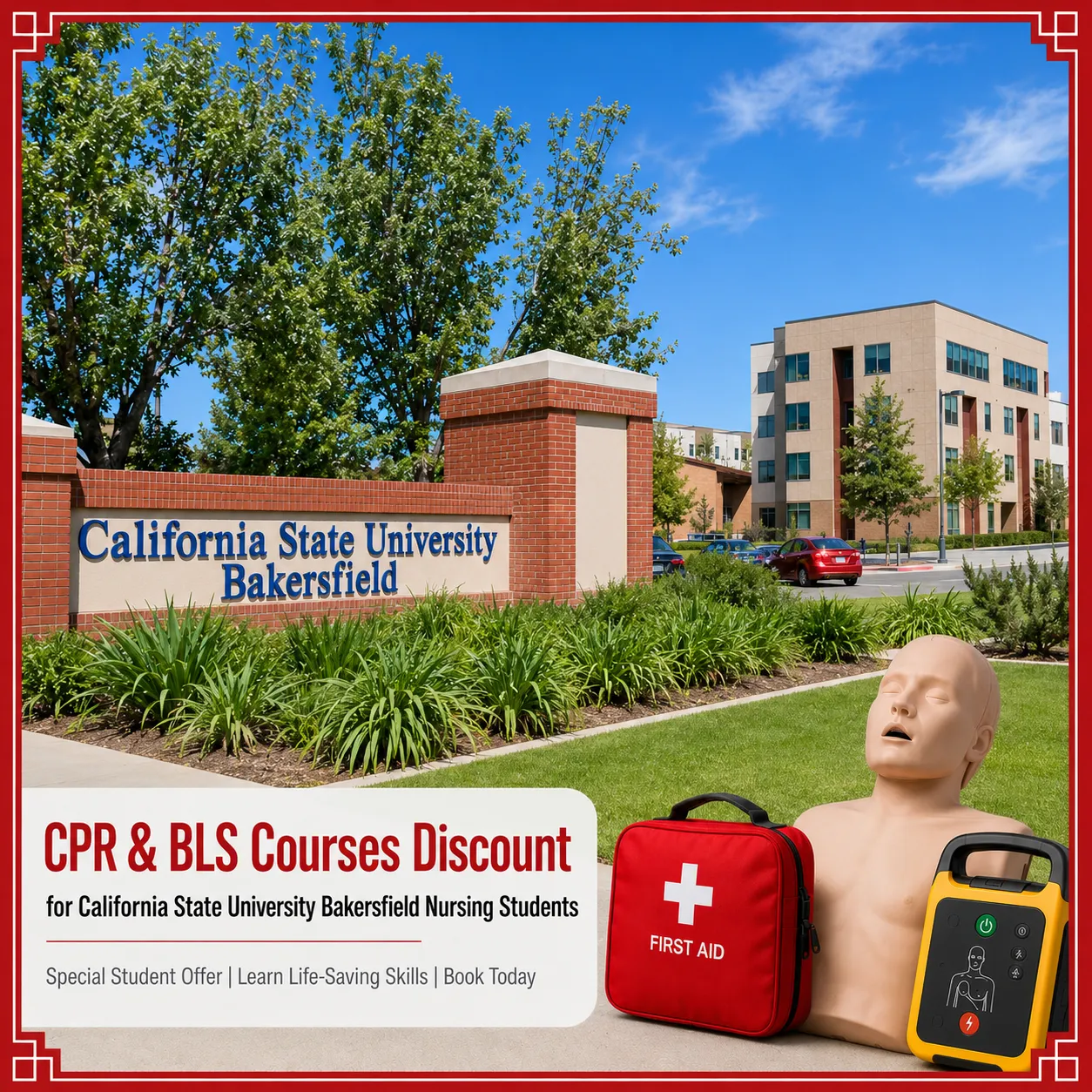CPR, BLS, ACLS and PALS course discount for California State University Bakersfield Nursing students in California
