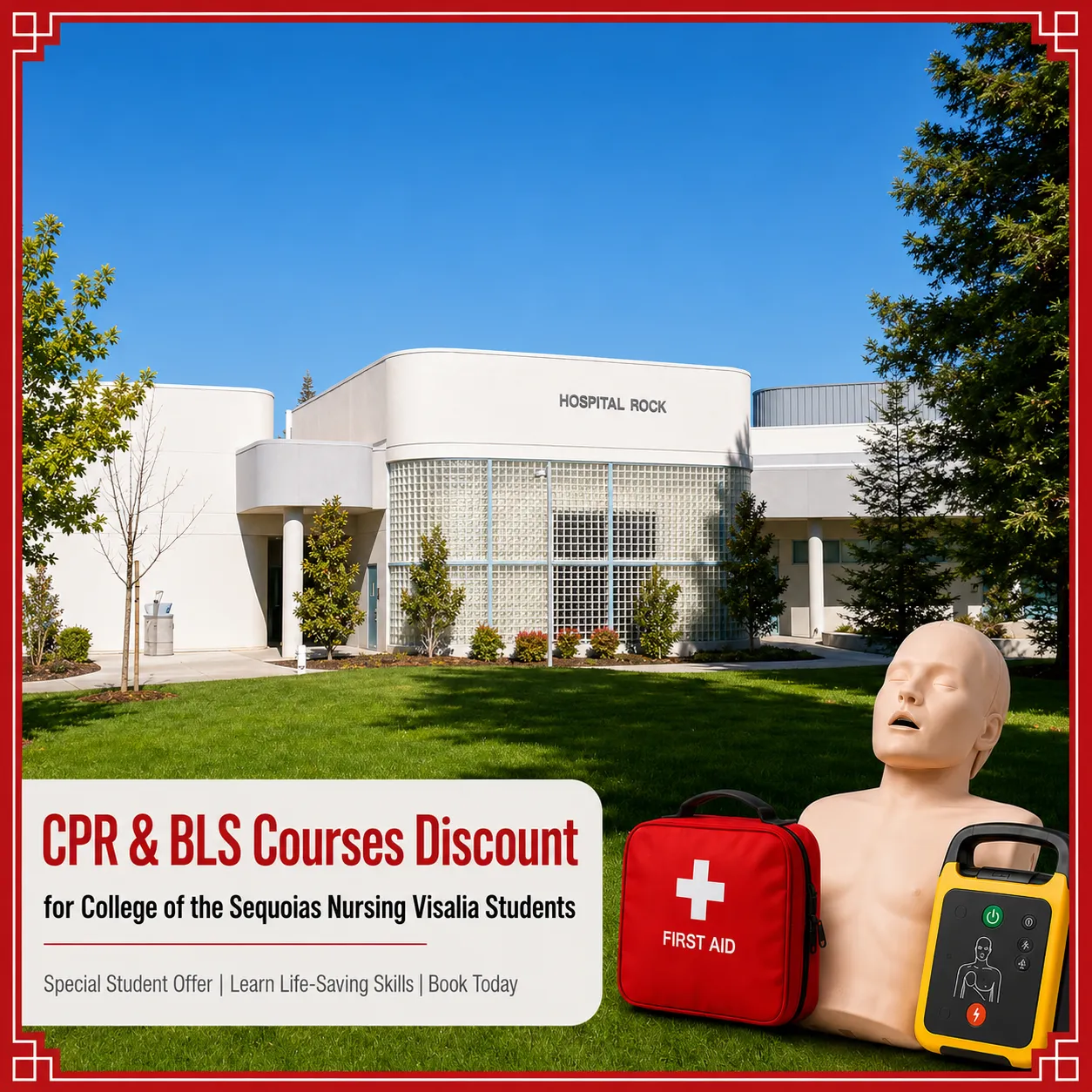 CPR, BLS, ACLS and PALS course discount for College of the Sequoias Nursing Visalia students in California