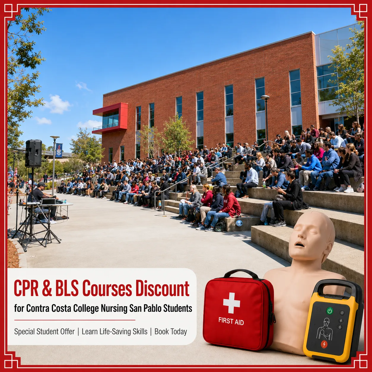 CPR, BLS, ACLS and PALS course discount for Contra Costa College Nursing San Pablo students in California