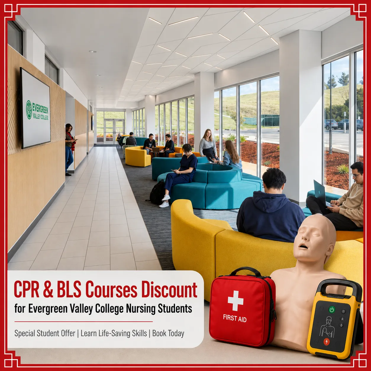 CPR, BLS, ACLS and PALS course discount for Evergreen Valley College Nursing students in California