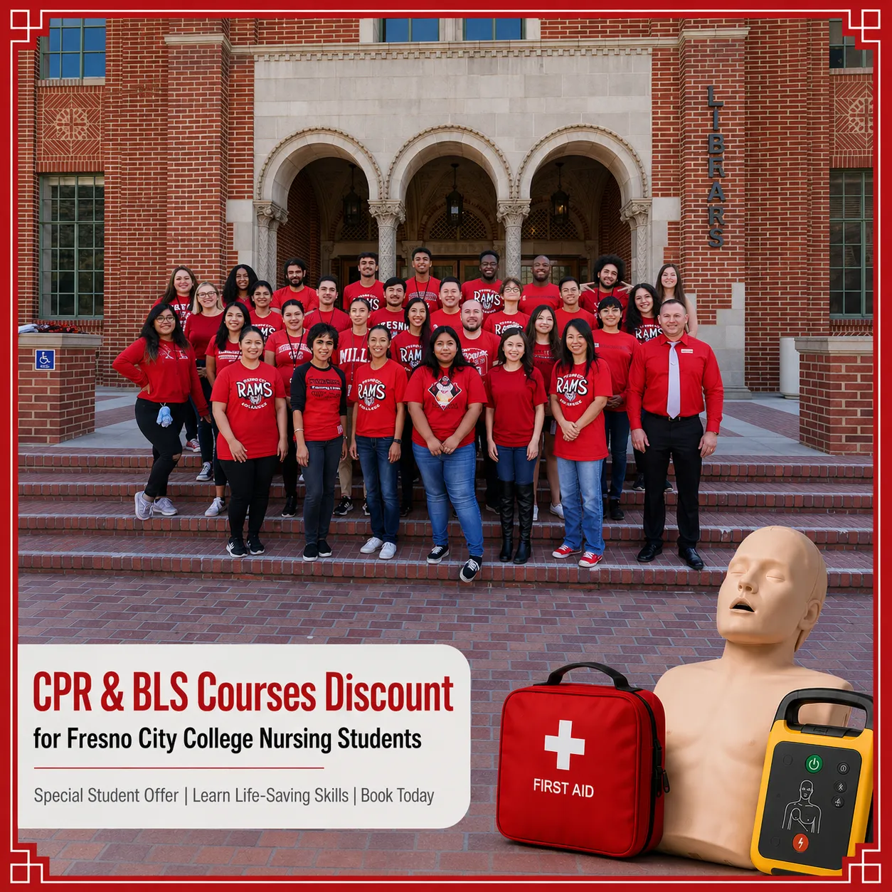 CPR, BLS, ACLS and PALS course discount for Fresno City College Nursing students in California