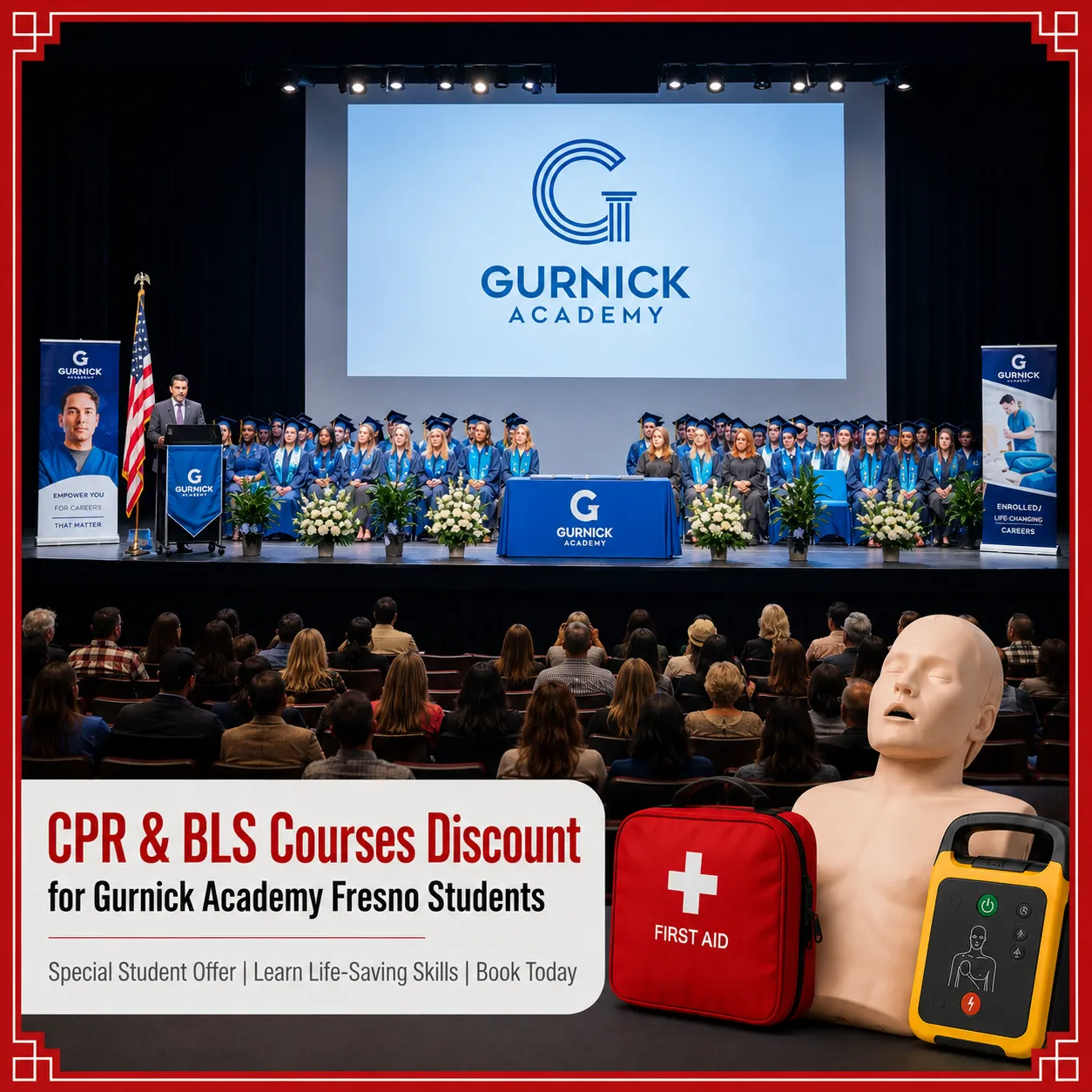 CPR, BLS, ACLS and PALS course discount for Gurnick Academy Fresno students in California