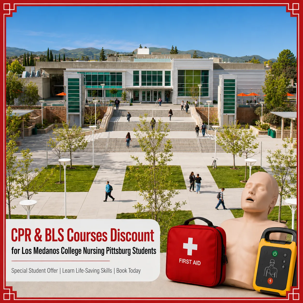 CPR, BLS, ACLS and PALS course discount for Los Medanos College Nursing Pittsburg students in California