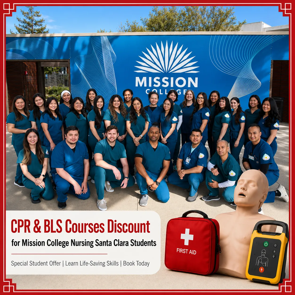 CPR, BLS, ACLS and PALS course discount for Mission College Nursing Santa Clara students in California