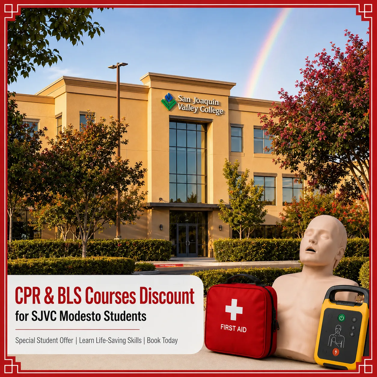 CPR, BLS, ACLS and PALS course discount for SJVC Modesto students in California