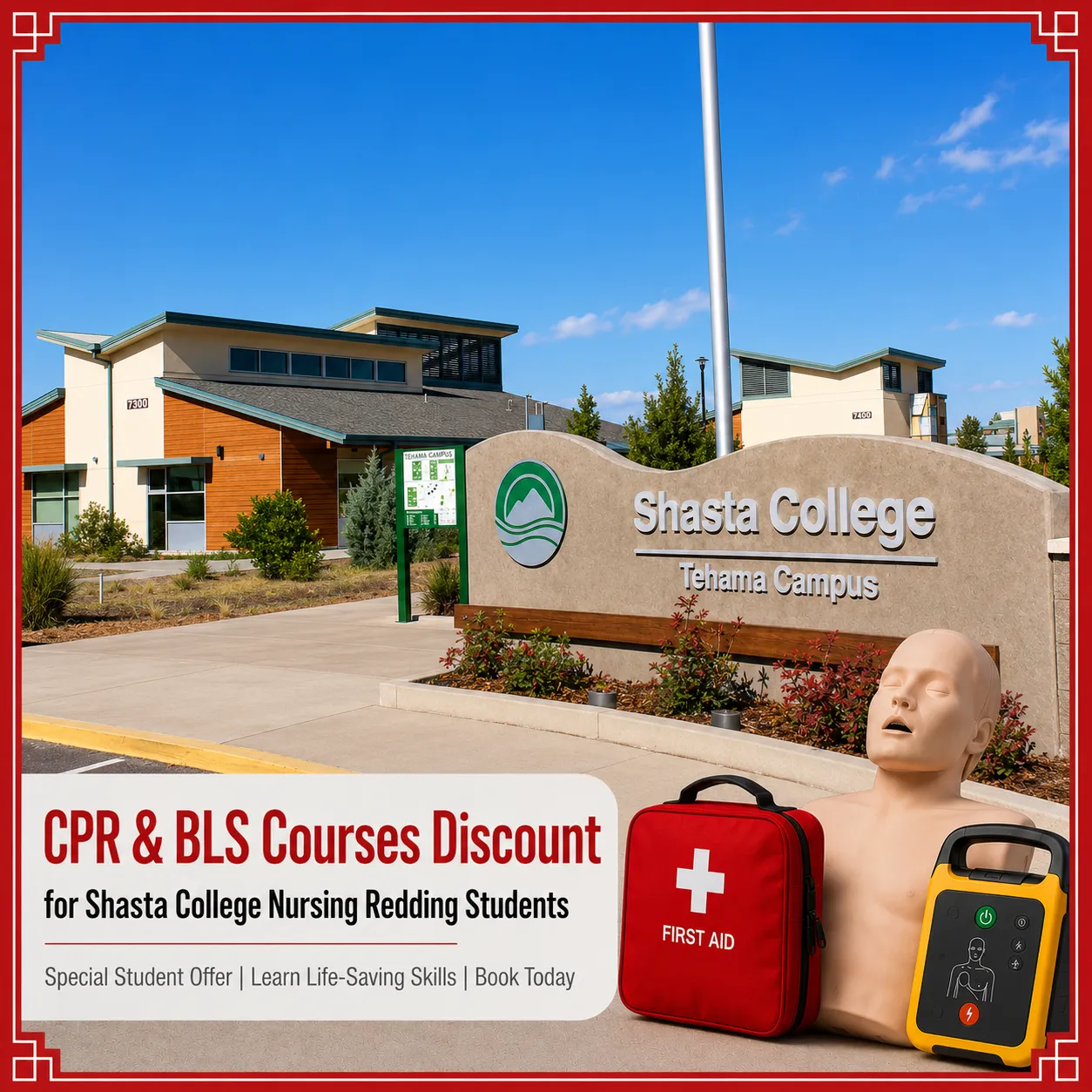 CPR, BLS, ACLS and PALS course discount for Shasta College Nursing Redding students in California