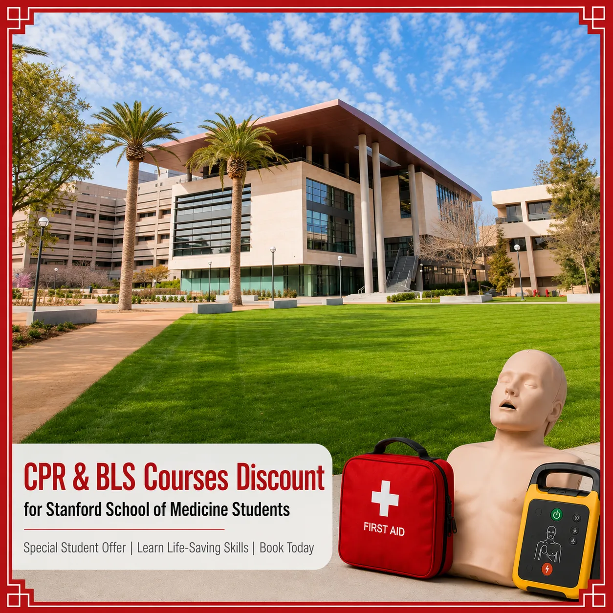 CPR, BLS, ACLS and PALS course discount for Stanford School of Medicine students in California
