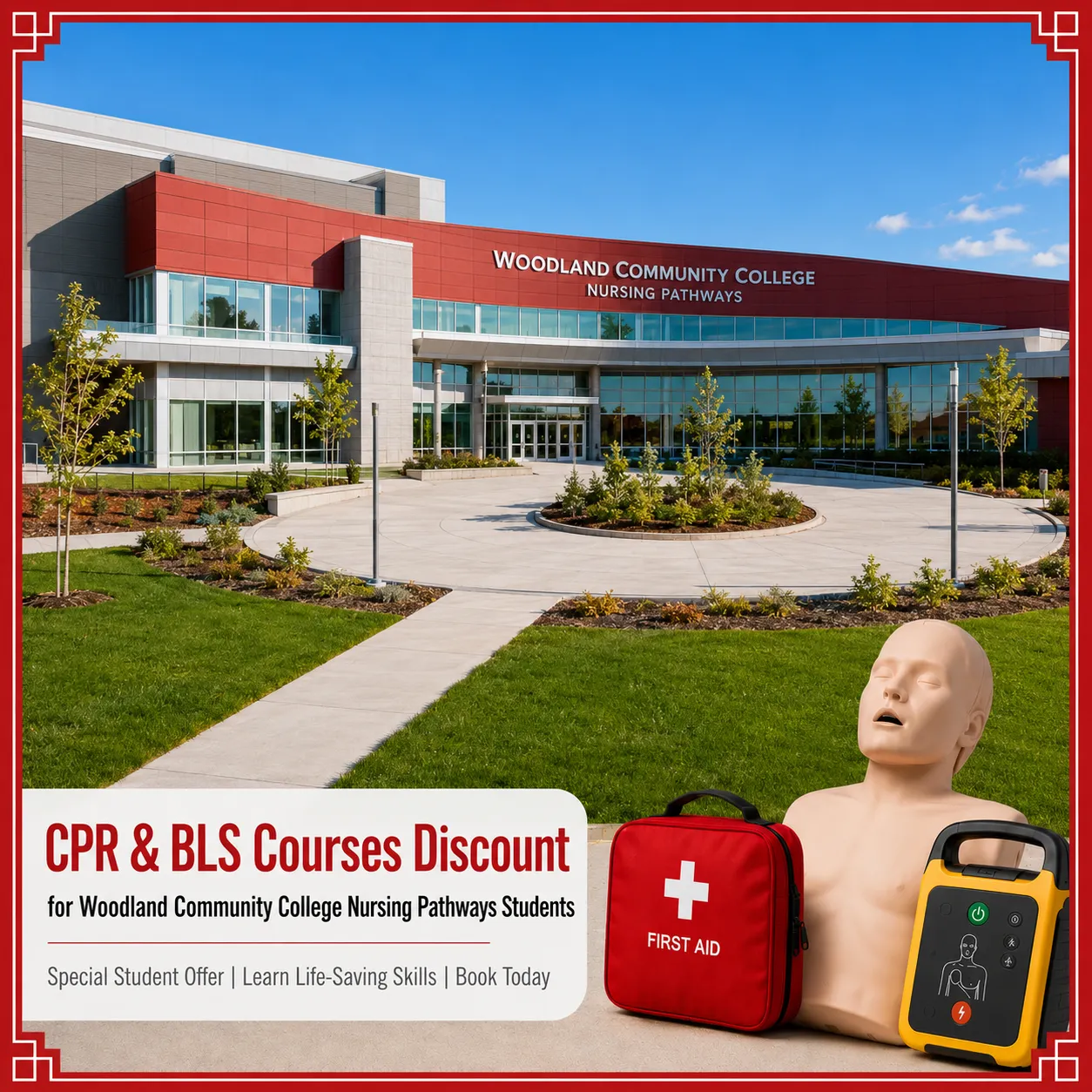 CPR, BLS, ACLS and PALS course discount for Woodland Community College Nursing Pathways students in California