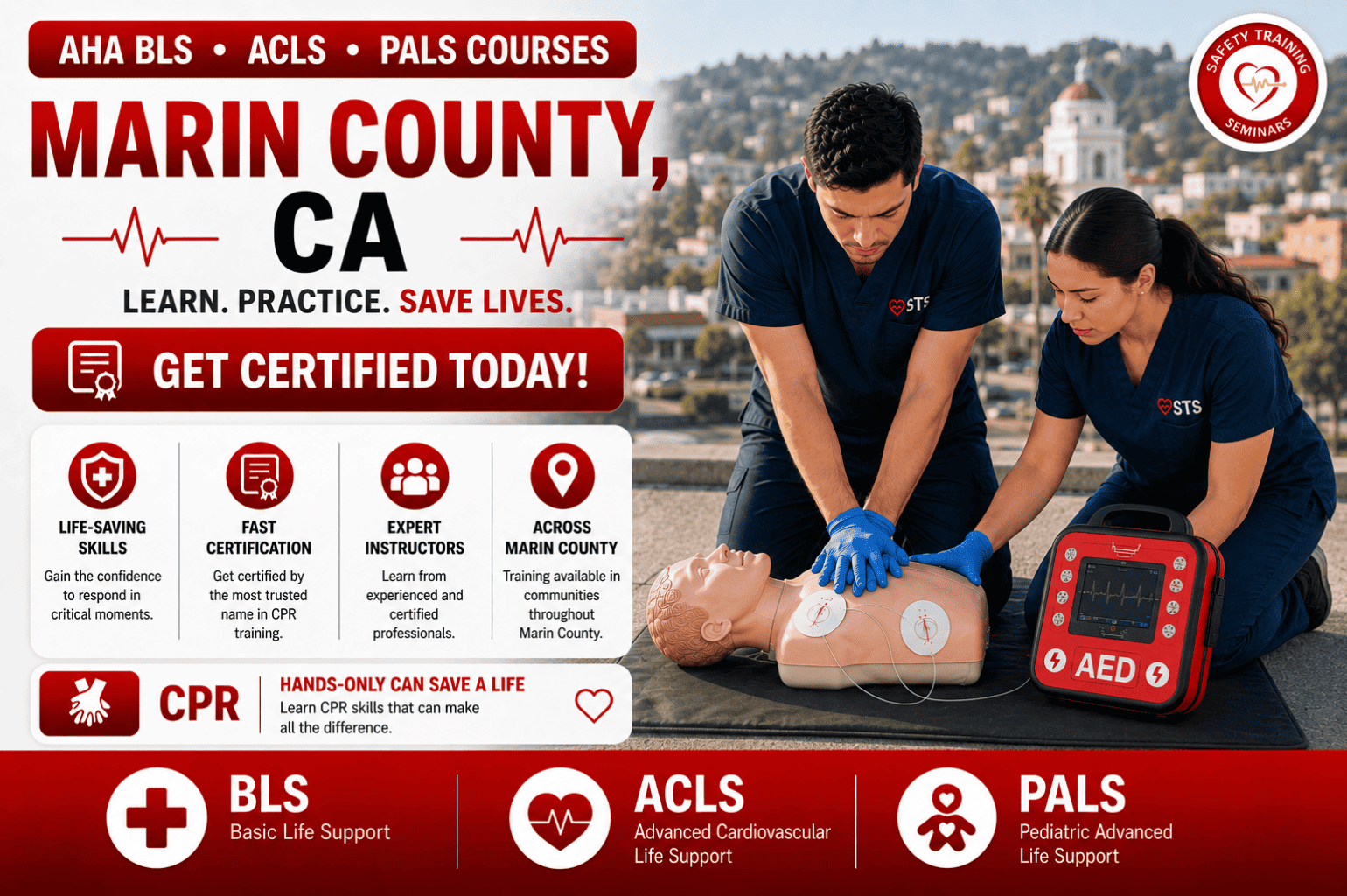 CPR, BLS, ACLS & PALS Certification Training in Marin County