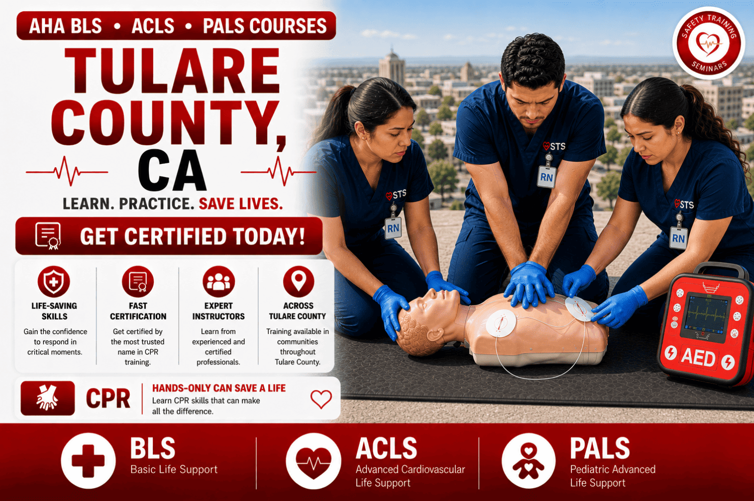 CPR, BLS, ACLS & PALS Certification Course in Tulare County