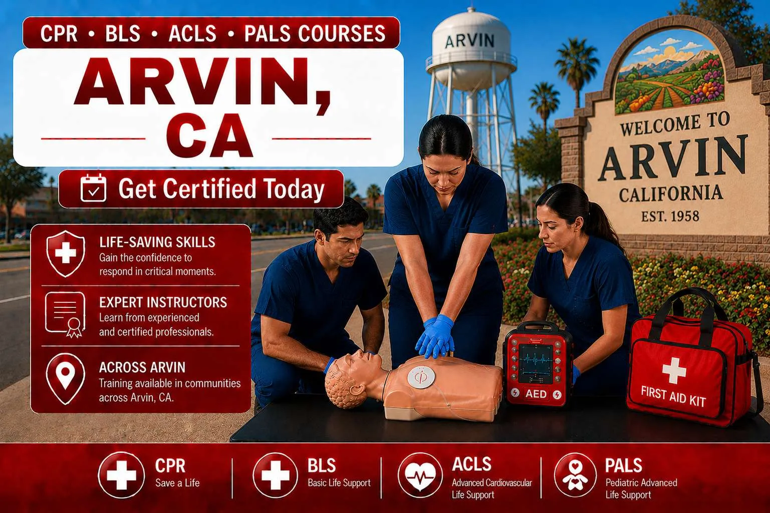 Arvin, CA Area CPR, BLS, ACLS & PALS Certification Classes