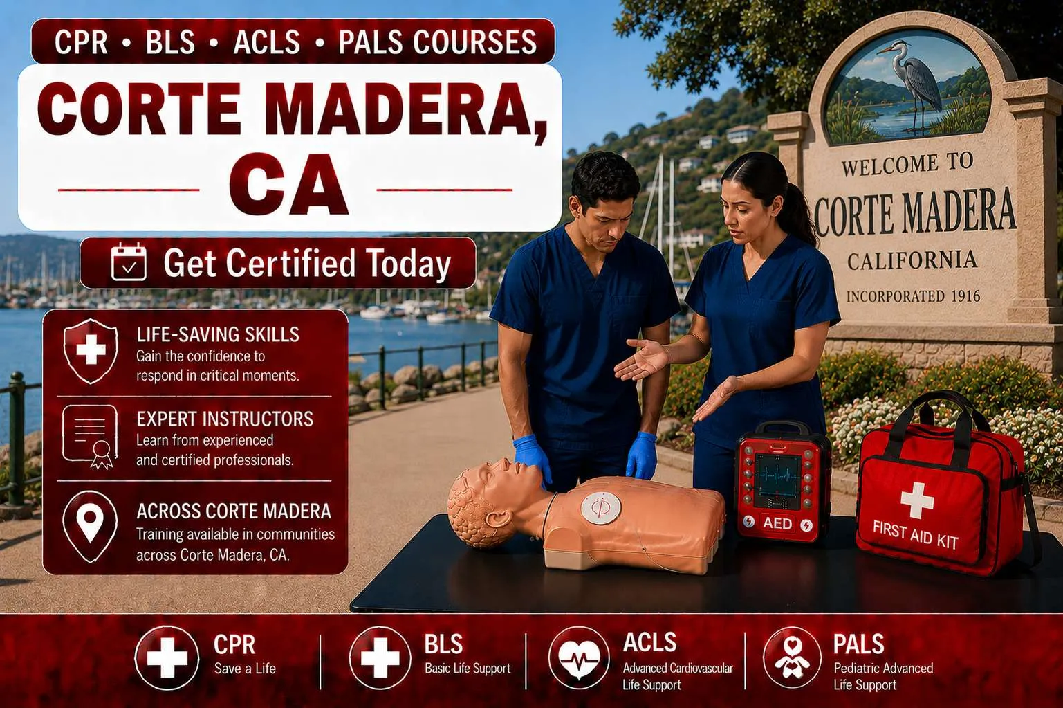 cpr bls classes in corte madera ca