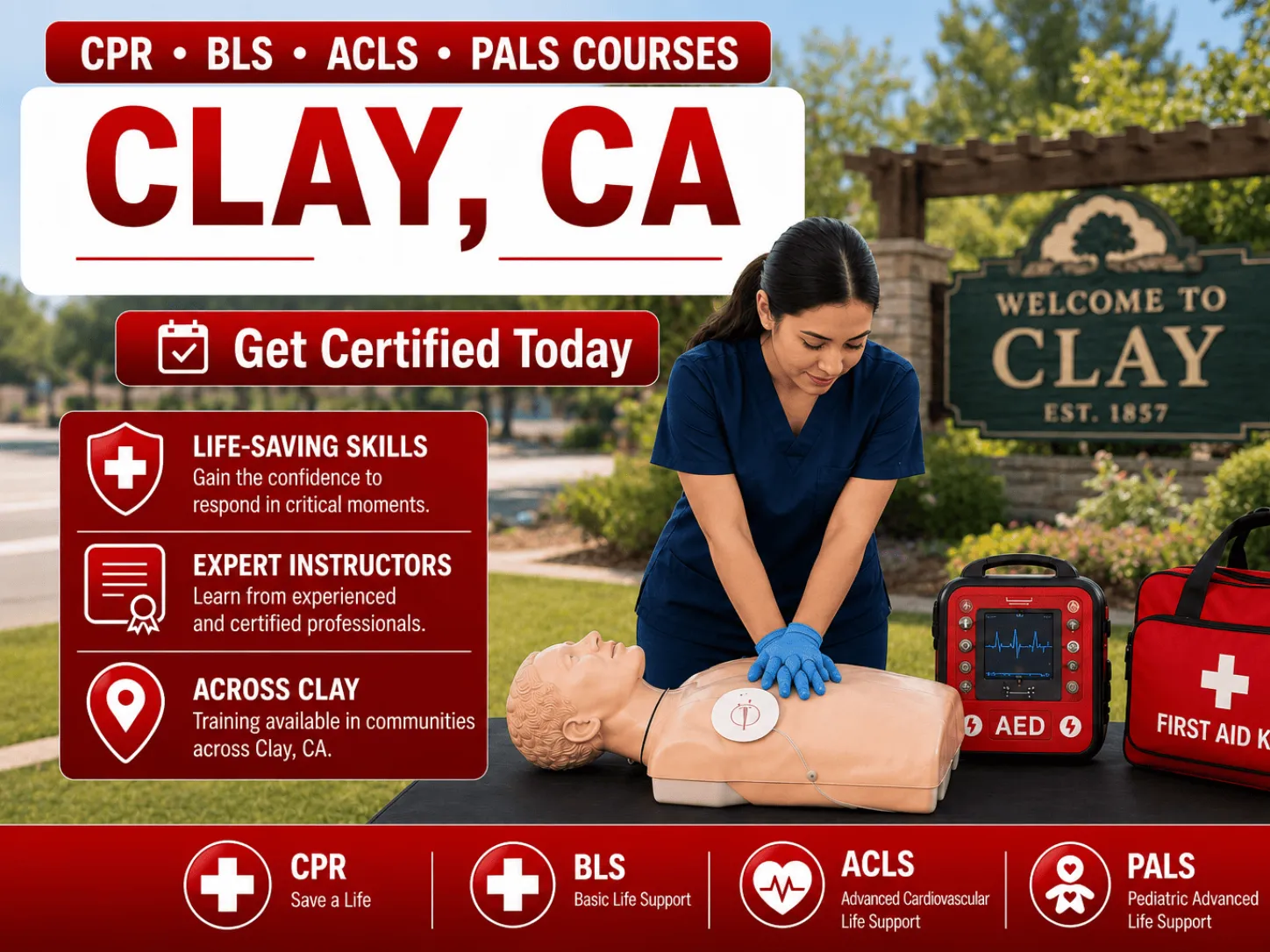 Clay, CA Area CPR, BLS, ACLS & PALS Certification Classes