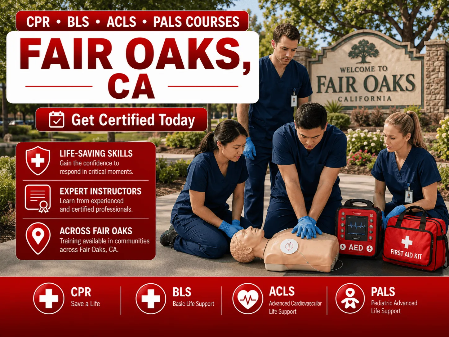 Fair Oaks, CA Area CPR, BLS, ACLS & PALS Certification Classes