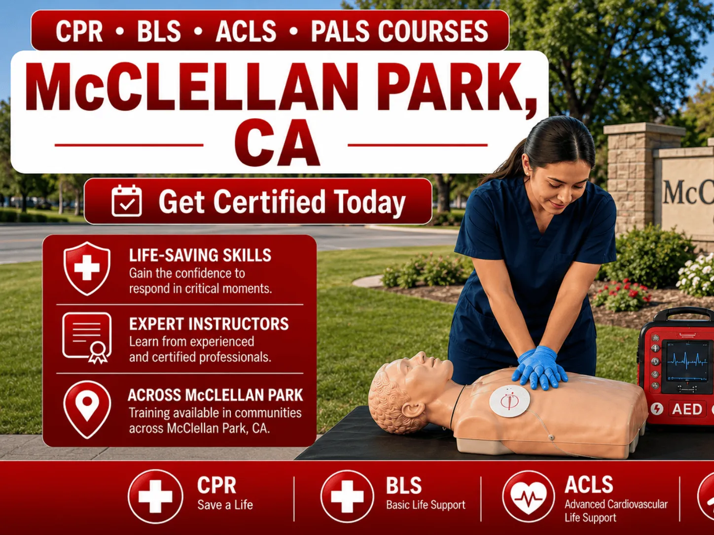 cpr bls courses in mcclellan park ca