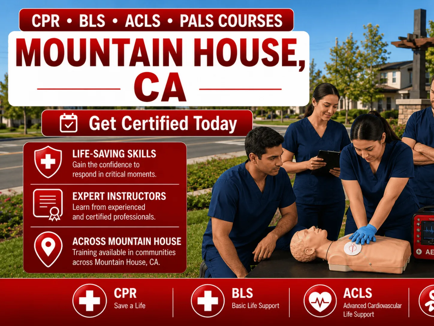 Mountain House, CA Area CPR, BLS, ACLS & PALS Certification Classes
