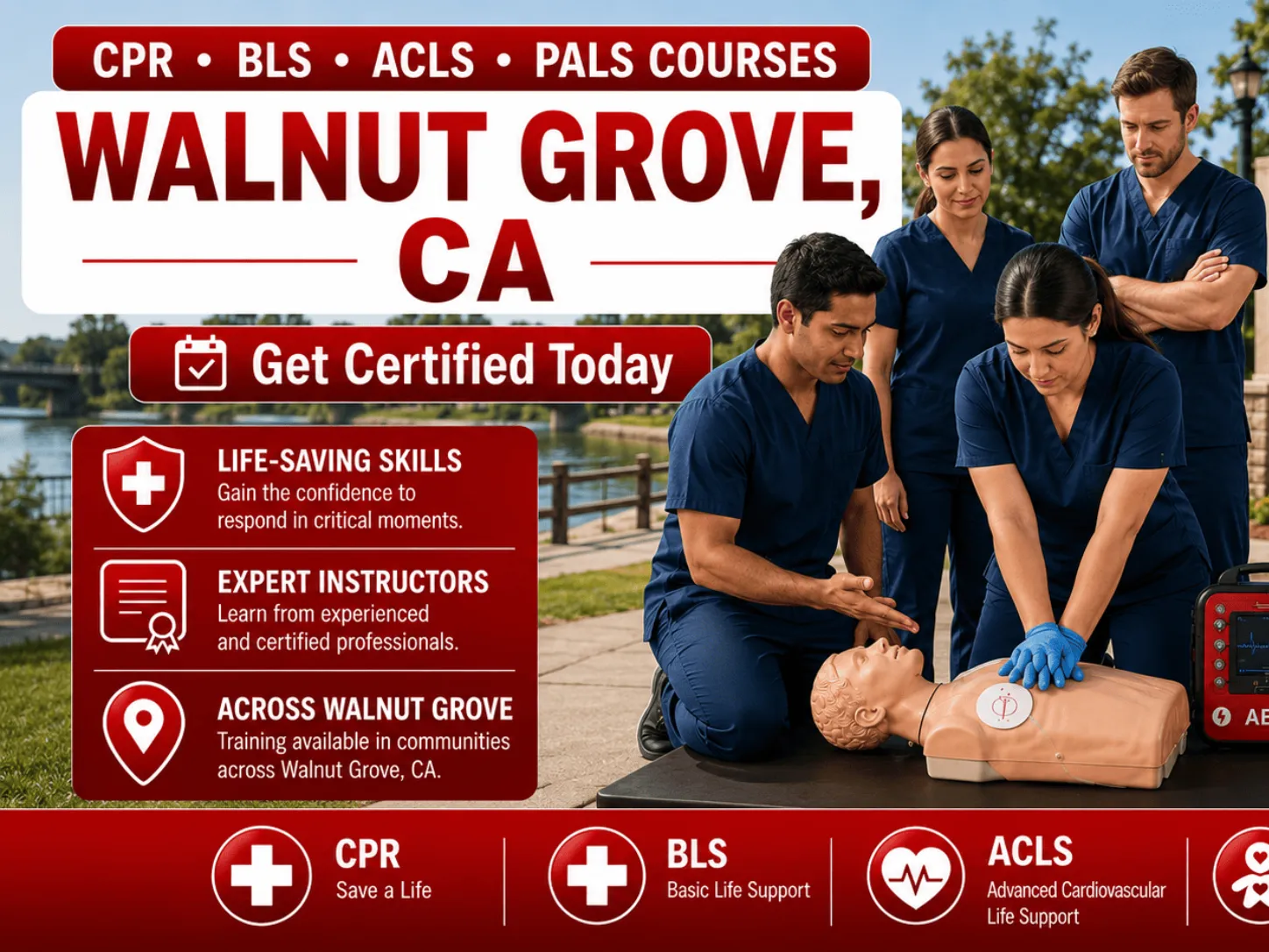 Walnut Grove, CA Area CPR, BLS, ACLS & PALS Certification Classes