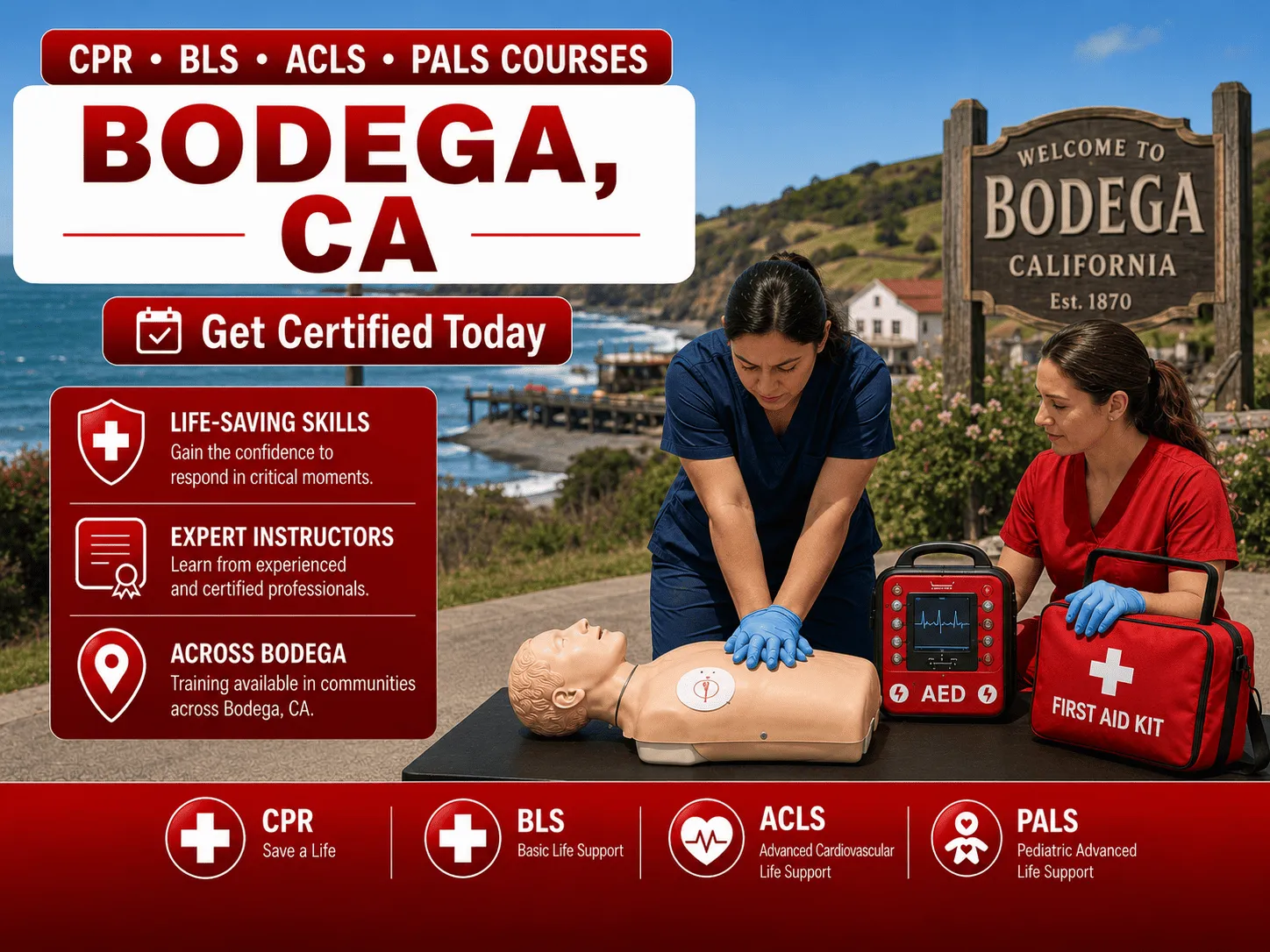 CPR, BLS, ACLS & PALS Certification Courses Near Bodega Bay, CA
