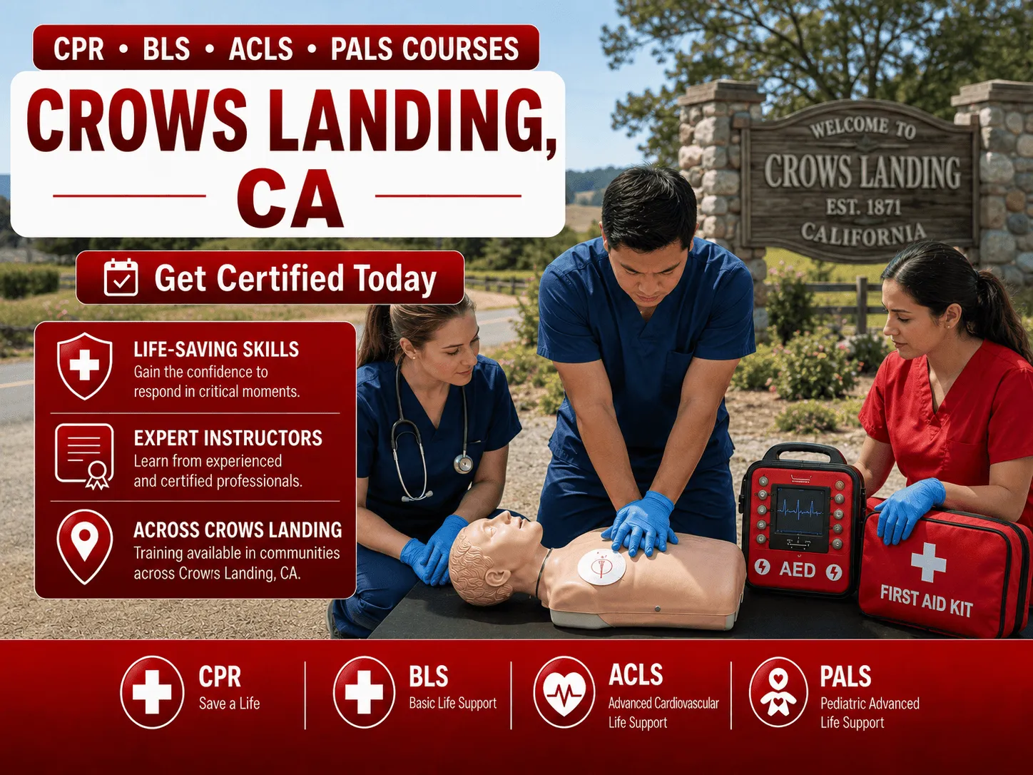 CPR, BLS, ACLS & PALS Certification Courses Near Crows Landing, CA