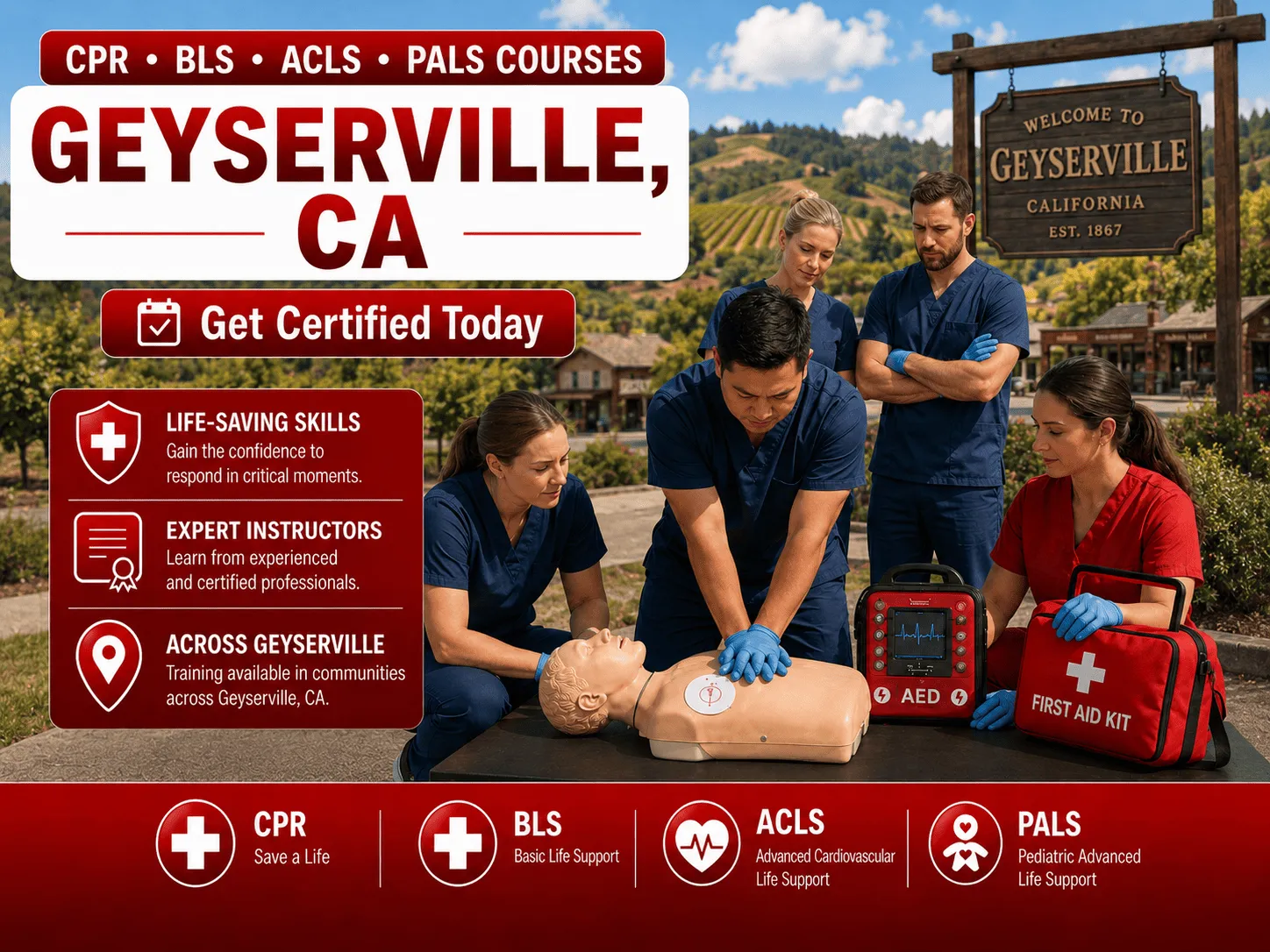 CPR, BLS, ACLS & PALS Certification Courses Near Geyserville, CA