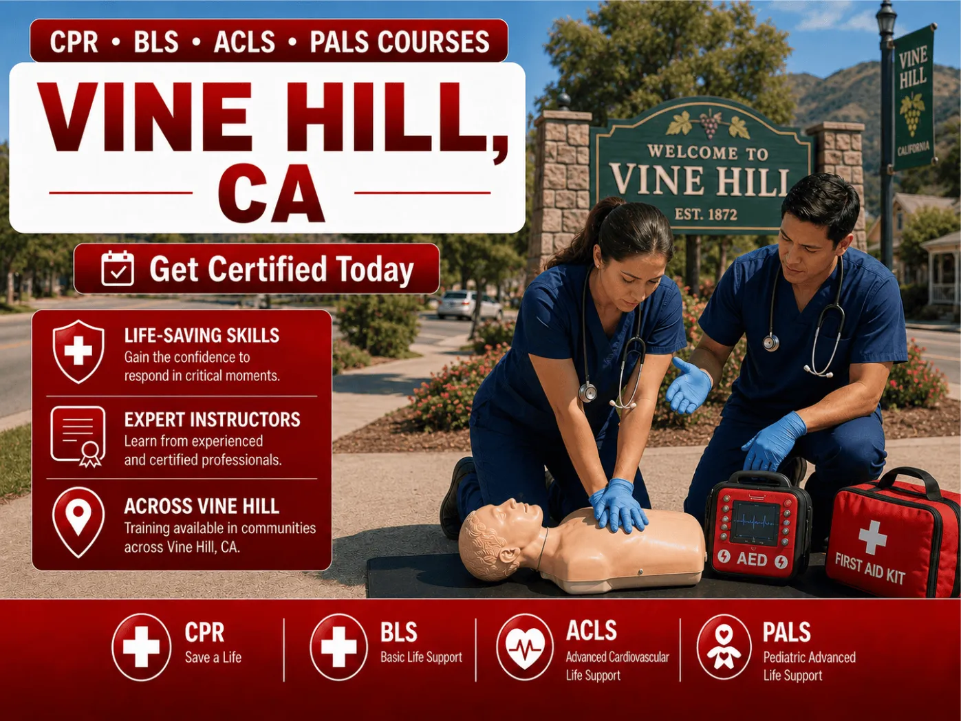 cpr bls certification courses in vine hill ca